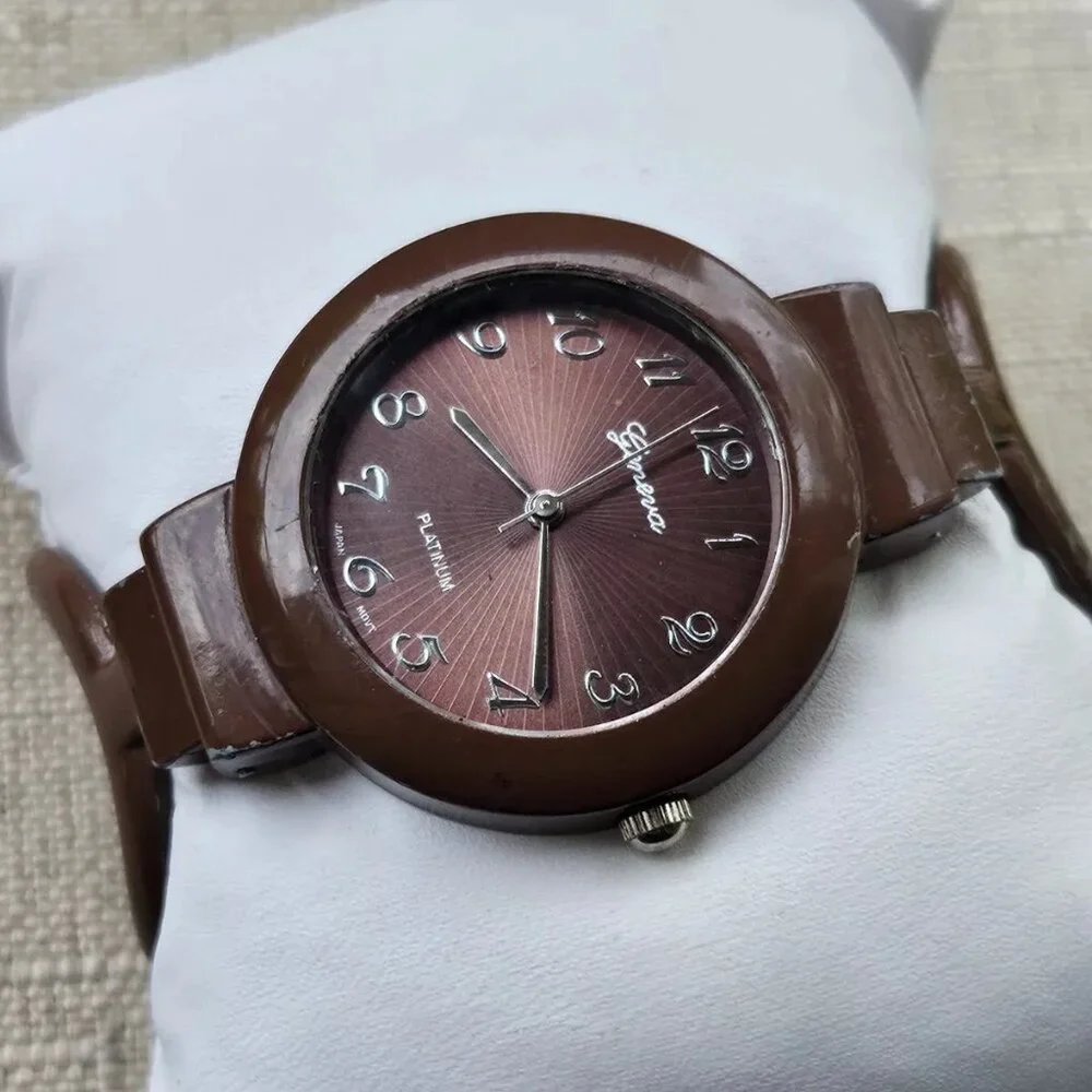 Geneva Women Wristwatch Brown Tone Metal Cuff Band Analog Watch - Picture 2 of 12